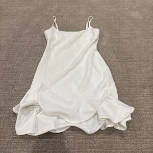 Brooksfield White Mini Dress with Ruffle Hem